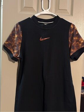 Nike Black Tee Shirt Dress with White Logo